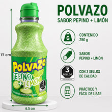 Cargar imagen en el visor de la galería, Polvazo Acidulado Sabor Pepino+Limón 250g | Dulce Enchilado para Frutas y Snacks
